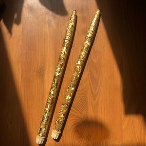 Vintage 1960s MCM Gold Metal Wickless Butane Candles